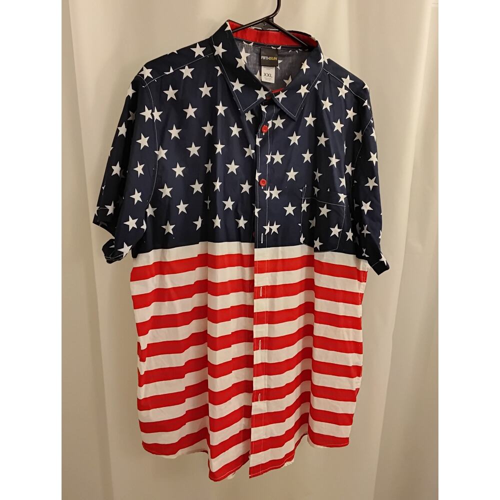 Fifth Sun  American Flag button up short sleeve shirt, size XXL